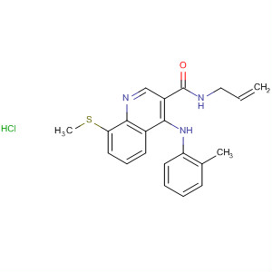 138586-60-4  3-Quinolinecarboxamide,4-[(2-methylphenyl)amino]-8-(methylthio)-N-2-propenyl-,monohydrochloride