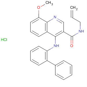 138586-66-0  3-Quinolinecarboxamide,4-([1,1'-biphenyl]-2-ylamino)-8-methoxy-N-2-propenyl-,monohydrochloride