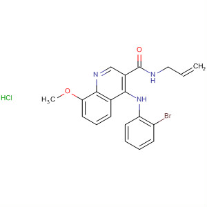 138586-68-2  3-Quinolinecarboxamide,4-[(2-bromophenyl)amino]-8-methoxy-N-2-propenyl-,monohydrochloride