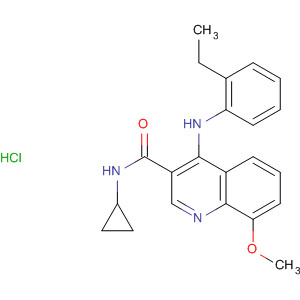 138586-70-6  3-Quinolinecarboxamide,N-cyclopropyl-4-[(2-ethylphenyl)amino]-8-methoxy-, monohydrochloride