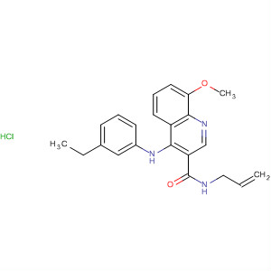 138586-71-7  3-Quinolinecarboxamide,4-[(3-ethylphenyl)amino]-8-methoxy-N-2-propenyl-, monohydrochloride