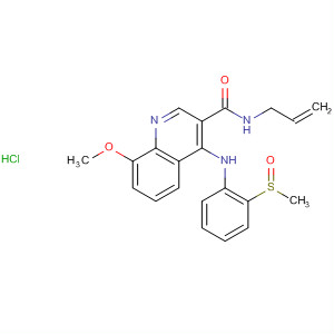 138586-72-8  3-Quinolinecarboxamide,8-methoxy-4-[[2-(methylsulfinyl)phenyl]amino]-N-2-propenyl-,monohydrochloride