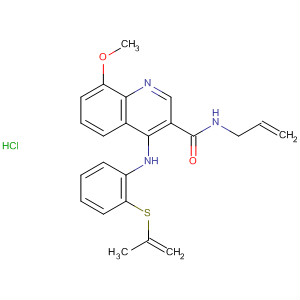 138586-76-2  3-Quinolinecarboxamide,8-methoxy-N-2-propenyl-4-[[2-(2-propenylthio)phenyl]amino]-,monohydrochloride