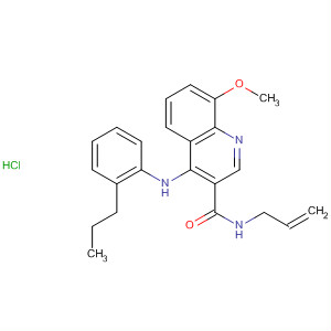 138586-77-3  3-Quinolinecarboxamide,8-methoxy-N-2-propenyl-4-[(2-propylphenyl)amino]-,monohydrochloride