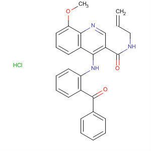 138586-82-0  3-Quinolinecarboxamide,4-[(2-benzoylphenyl)amino]-8-methoxy-N-2-propenyl-,monohydrochloride