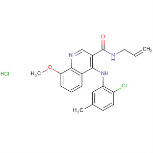 138586-89-7  3-Quinolinecarboxamide,4-[(2-chloro-5-methylphenyl)amino]-8-methoxy-N-2-propenyl-,monohydrochloride