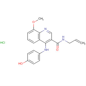 138587-07-2  3-Quinolinecarboxamide,4-[(4-hydroxyphenyl)amino]-8-methoxy-N-2-propenyl-,monohydrochloride