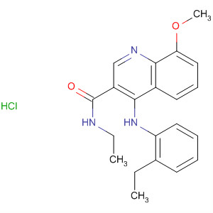 138587-08-3  3-Quinolinecarboxamide, N-ethyl-4-[(2-ethylphenyl)amino]-8-methoxy-,monohydrochloride