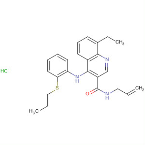 138587-13-0  3-Quinolinecarboxamide,8-ethyl-N-2-propenyl-4-[[2-(propylthio)phenyl]amino]-,monohydrochloride