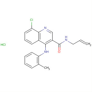 138587-18-5  3-Quinolinecarboxamide,8-chloro-4-[(2-methylphenyl)amino]-N-2-propenyl-, monohydrochloride