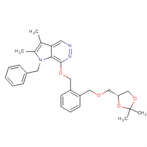 138657-32-6  1H-Pyrrolo[2,3-d]pyridazine,7-[[2-[[(2,2-dimethyl-1,3-dioxolan-4-yl)methoxy]methyl]phenyl]methoxy]-2,3-dimethyl-1-(phenylmethyl)-, (R)-