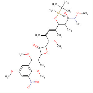 138694-24-3  4-Heptenamide,7-[3-[2-(2,5-dimethoxy-3-nitrophenyl)-2-methoxy-1-methylethyl]-4-oxo-2-oxetanyl]-3-[[(1,1-dimethylethyl)dimethylsilyl]oxy]-N,7-dimethoxy-N,2,4,6-tetramethyl-