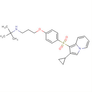 138722-05-1  1-Propanamine,3-[4-[(2-cyclopropyl-1-indolizinyl)sulfonyl]phenoxy]-N-(1,1-dimethylethyl)-