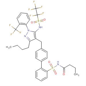 138732-86-2  Butanamide,N-[[4'-[[3-butyl-5-[[(pentafluoroethyl)sulfonyl]amino]-1-[2-(trifluoromethyl)phenyl]-1H-pyrazol-4-yl]methyl][1,1'-biphenyl]-2-yl]sulfonyl]-