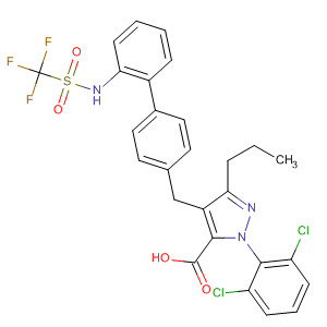 138733-19-4  1H-Pyrazole-5-carboxylic acid,1-(2,6-dichlorophenyl)-3-propyl-4-[[2'-[[(trifluoromethyl)sulfonyl]amino][1,1'-biphenyl]-4-yl]methyl]-