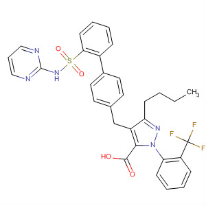 138733-20-7  1H-Pyrazole-5-carboxylic acid,3-butyl-4-[[2'-[(2-pyrimidinylamino)sulfonyl][1,1'-biphenyl]-4-yl]methyl]-1-[2-(trifluoromethyl)phenyl]-