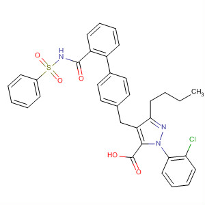138733-24-1  1H-Pyrazole-5-carboxylic acid,3-butyl-1-(2-chlorophenyl)-4-[[2'-[[(phenylsulfonyl)amino]carbonyl][1,1'-biphenyl]-4-yl]methyl]-