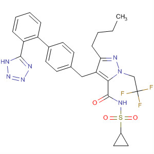 138733-38-7  1H-Pyrazole-5-carboxamide,3-butyl-N-(cyclopropylsulfonyl)-4-[[2'-(1H-tetrazol-5-yl)[1,1'-biphenyl]-4-yl]methyl]-1-(2,2,2-trifluoroethyl)-