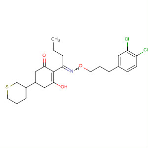 138973-91-8  2-Cyclohexen-1-one,2-[1-[[3-(3,4-dichlorophenyl)propoxy]imino]butyl]-3-hydroxy-5-(tetrahydro-2H-thiopyran-3-yl)-