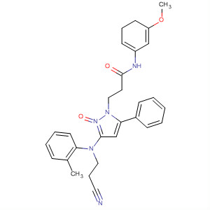 139032-70-5  1H-Pyrazole-1-propanamide,3-[(2-cyanoethyl)(2-methylphenyl)amino]-4,5-dihydro-N-(3-methoxyphenyl)-b-oxo-5-phenyl-