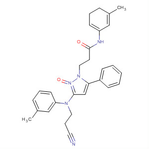 139032-77-2  1H-Pyrazole-1-propanamide,3-[(2-cyanoethyl)(3-methylphenyl)amino]-4,5-dihydro-N-(3-methylphenyl)-b-oxo-5-phenyl-