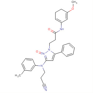 139032-80-7  1H-Pyrazole-1-propanamide,3-[(2-cyanoethyl)(3-methylphenyl)amino]-4,5-dihydro-N-(3-methoxyphenyl)-b-oxo-5-phenyl-