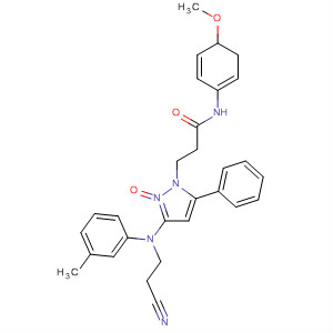 139032-81-8  1H-Pyrazole-1-propanamide,3-[(2-cyanoethyl)(3-methylphenyl)amino]-4,5-dihydro-N-(4-methoxyphenyl)-b-oxo-5-phenyl-