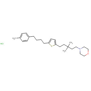 136572-74-2  Morpholine,4-[3,3-dimethyl-5-[5-[4-(4-methylphenyl)butyl]-2-thienyl]pentyl]-,hydrochloride