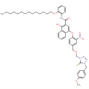 137449-61-7  2-Naphthalenecarboxamide,4-[4-[[[4,5-dihydro-4-[(4-methoxyphenyl)methyl]-5-thioxo-1H-tetrazol-1-yl]methoxy]methyl]-2-nitrophenoxy]-1-hydroxy-N-[2-(tetradecyloxy)phenyl]-