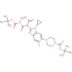 137858-49-2  1H-Benzimidazole-2-acetic acid,1-cyclopropyl-6-[4-[(1,1-dimethylethoxy)carbonyl]-1-piperazinyl]-5-fluoro-, 2-[(1,1-dimethylethoxy)carbonyl]hydrazide