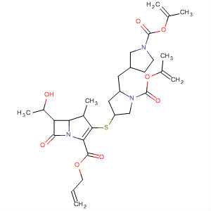 138021-09-7  1-Azabicyclo[3.2.0]hept-2-ene-2-carboxylic acid,6-(1-hydroxyethyl)-4-methyl-7-oxo-3-[[1-[(2-propenyloxy)carbonyl]-5-[[1-[(2-propenyloxy)carbonyl]-3-pyrrolidinyl]methyl]-3-pyrrolidinyl]thio]-,2-propenyl ester