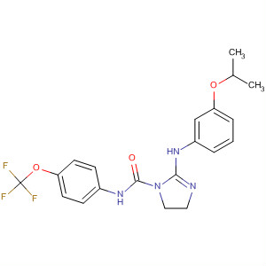 138075-66-8  1H-Imidazole-1-carboxamide,4,5-dihydro-2-[[3-(1-methylethoxy)phenyl]amino]-N-[4-(trifluoromethoxy)phenyl]-