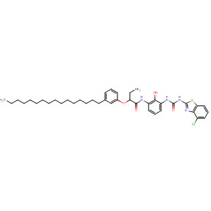 138122-02-8  Butanamide,N-[3-[[[(4-chloro-2-benzothiazolyl)amino]carbonyl]amino]-2-hydroxyphenyl]-2-(3-hexadecylphenoxy)-