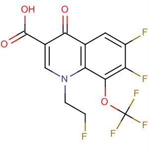 138166-04-8  3-Quinolinecarboxylic acid,6,7-difluoro-1-(2-fluoroethyl)-1,4-dihydro-4-oxo-8-(trifluoromethoxy)-