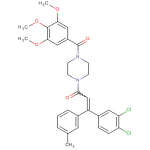 133262-19-8  Piperazine,1-[3-(3,4-dichlorophenyl)-3-(3-methylphenyl)-1-oxo-2-propenyl]-4-(3,4,5-trimethoxybenzoyl)-, (E)-