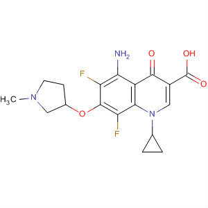 133955-28-9  3-Quinolinecarboxylic acid,5-amino-1-cyclopropyl-6,8-difluoro-1,4-dihydro-7-[(1-methyl-3-pyrrolidinyl)oxy]-4-oxo-