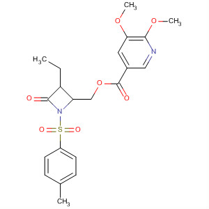 134125-28-3  3-Pyridinecarboxylic acid, 5,6-dimethoxy-,[3-ethyl-1-[(4-methylphenyl)sulfonyl]-4-oxo-2-azetidinyl]methyl ester, cis-
