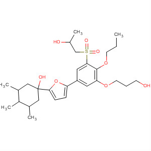 134169-30-5  1-Propanol,3-[3-[(2-hydroxypropyl)sulfonyl]-2-propoxy-5-[tetrahydro-5-(3,4,5-trimethoxyphenyl)-2-furanyl]phenoxy]-