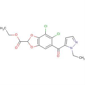 125000-66-0  1,3-Benzodioxole-2-carboxylic acid,4,5-dichloro-6-[(1-ethyl-1H-pyrazol-5-yl)carbonyl]-, ethyl ester