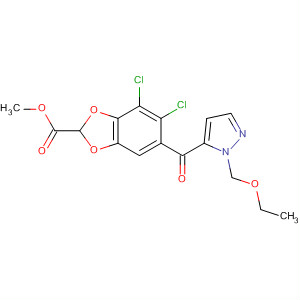 125000-73-9  1,3-Benzodioxole-2-carboxylic acid,4,5-dichloro-6-[[1-(ethoxymethyl)-1H-pyrazol-5-yl]carbonyl]-, methylester