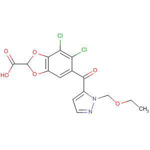 125000-89-7  1,3-Benzodioxole-2-carboxylic acid,4,5-dichloro-6-[[1-(ethoxymethyl)-1H-pyrazol-5-yl]carbonyl]-
