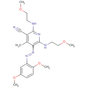 126489-27-8  3-Pyridinecarbonitrile,5-[(2,5-dimethoxyphenyl)azo]-2,6-bis[(2-methoxyethyl)amino]-4-methyl-