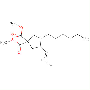 128065-25-8  1,1-Cyclopentanedicarboxylic acid, 3-ethenyl-4-hexyl-, dimethyl ester,trans-