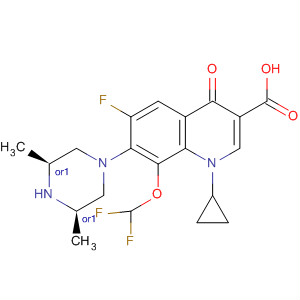 128427-37-2  3-Quinolinecarboxylic acid,1-cyclopropyl-8-(difluoromethoxy)-7-[(3R,5S)-3,5-dimethyl-1-piperazinyl]-6-fluoro-1,4-dihydro-4-oxo-, rel-