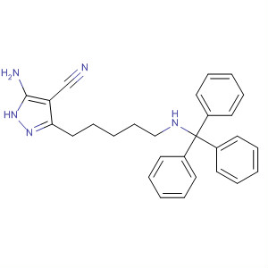 129357-74-0  1H-Pyrazole-4-carbonitrile,5-amino-3-[5-[(triphenylmethyl)amino]pentyl]-