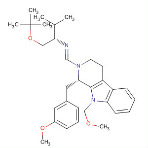 114885-98-2  1H-Pyrido[3,4-b]indole,2-[(E)-[[(1S)-1-[(1,1-dimethylethoxy)methyl]-2-methylpropyl]imino]methyl]-2,3,4,9-tetrahydro-9-(methoxymethyl)-1-[(3-methoxyphenyl)methyl]-,(1S)-