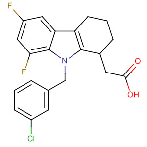 121083-09-8  1H-Carbazole-1-acetic acid,9-[(3-chlorophenyl)methyl]-6,8-difluoro-2,3,4,9-tetrahydro-