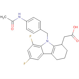 121083-14-5  1H-Carbazole-1-acetic acid,9-[[4-(acetylamino)phenyl]methyl]-6,8-difluoro-2,3,4,9-tetrahydro-