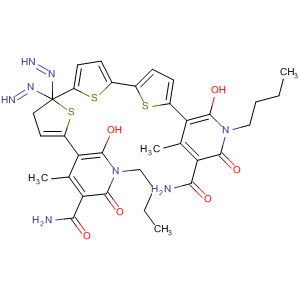 122639-91-2  3-Pyridinecarboxamide,5,5'-[[2,2':5',2''-terthiophene]-5,5''-diylbis(azo)]bis[1-butyl-1,2-dihydro-6-hydroxy-4-methyl-2-oxo-