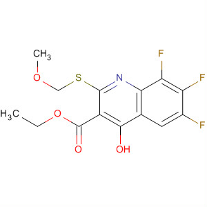 123304-95-0  3-Quinolinecarboxylic acid,6,7,8-trifluoro-4-hydroxy-2-[(methoxymethyl)thio]-, ethyl ester